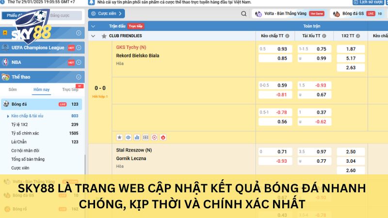 Trang sky88 cập nhật kết quả bóng đá nhanh nhất