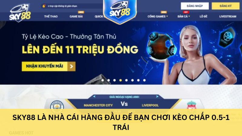 Sky88 là nhà cái hàng đầu để bạn chơi kèo chấp 0.5-1 trái